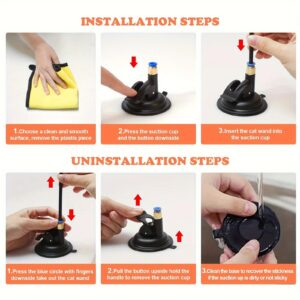 Long Suction Cup Pole Interactive Bell and Feather Wand Cat Teaser Toy_4
