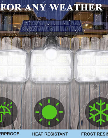 Solar Powered Three Head Motion Sensor Outdoor Solar Light 270 ° Wide Angle Wall Remote Lamp_2