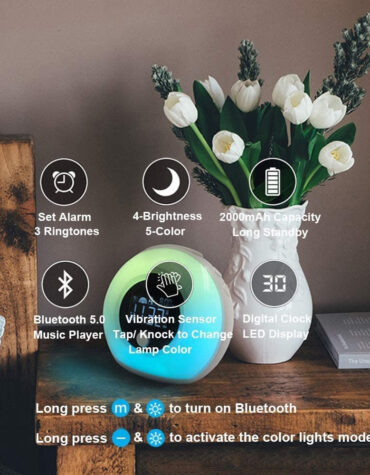 Wireless LED Night Lamp Alarm Clock and Bluetooth Speaker- USB Charging_4