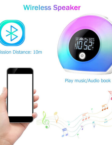 Wireless LED Night Lamp Alarm Clock and Bluetooth Speaker- USB Charging_5