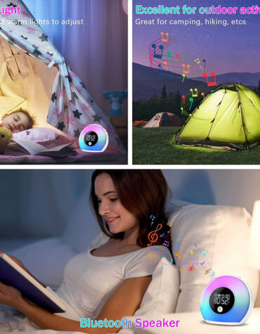Wireless LED Night Lamp Alarm Clock and Bluetooth Speaker- USB Charging_8
