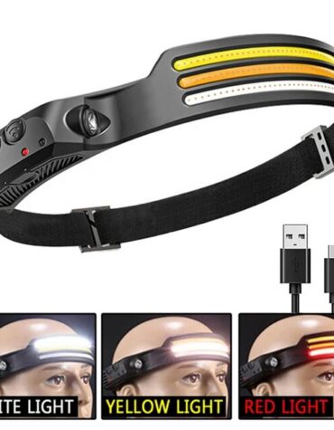 COB LED Headlamp Induction Head Lamp Outdoor Camping Fishing Sensor Headlight_7