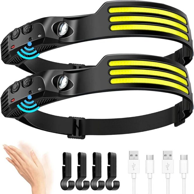 COB LED Headlamp Induction Head Lamp Outdoor Camping Fishing Sensor Headlight_0
