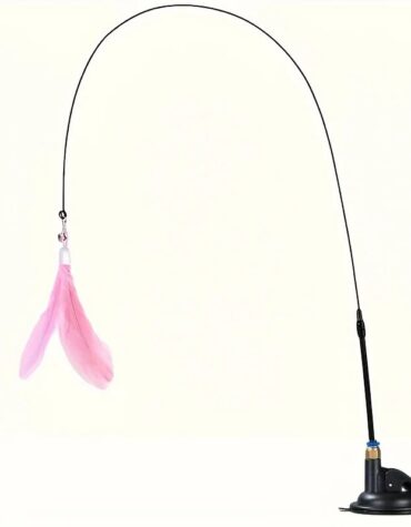 Long Suction Cup Pole Interactive Bell and Feather Wand Cat Teaser Toy_8