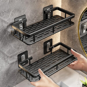 No Drill Wall Mounted Shower Corner Rack Bathroom Kitchen Accessories_0