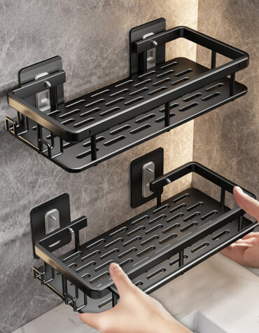 No Drill Wall Mounted Shower Corner Rack Bathroom Kitchen Accessories_0
