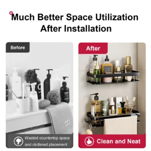 No Drill Wall Mounted Shower Corner Rack Bathroom Kitchen Accessories_3