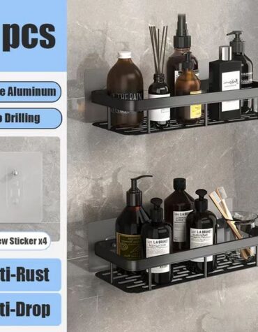 No Drill Wall Mounted Shower Corner Rack Bathroom Kitchen Accessories_9