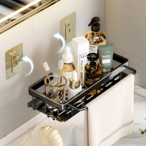 No Drill Wall Mounted Shower Corner Rack Bathroom Kitchen Accessories_2
