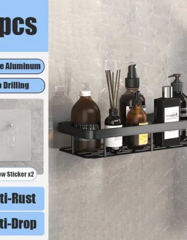 No Drill Wall Mounted Shower Corner Rack Bathroom Kitchen Accessories_8