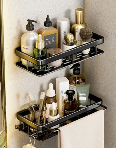 No Drill Wall Mounted Shower Corner Rack Bathroom Kitchen Accessories_1