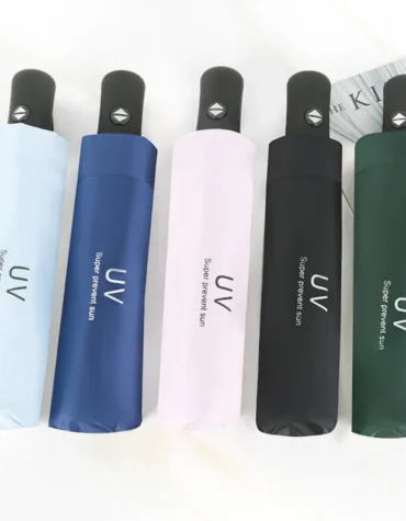 Automatic Vinyl Sun Umbrella, Rain and UV Protection, Sun Protection Parasol, Female Folding Umbrella.
