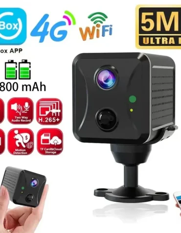 Ubox Mini 4G Security Camera SIM Card or Wifi Ultra HD Surveillance Camera 3800 mAh Battery Low Power Voice Intercom CCTV Camera