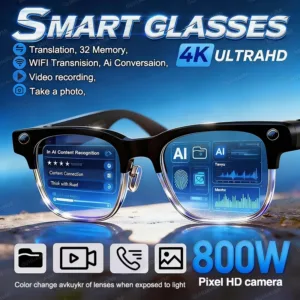 2026 New 800W Pixel Camera Smart Glasses Men Video Recording AI Photo Recognition Bluetooth Call Voice Translation Sunglasses Man