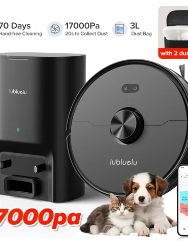 3-in-1 Robot Vacuum and Mop | 6000Pa Strong Suction, 3.0L Dust Bag, 70-Day Self-Emptying, 360° PSD Obstacle Avoidance,