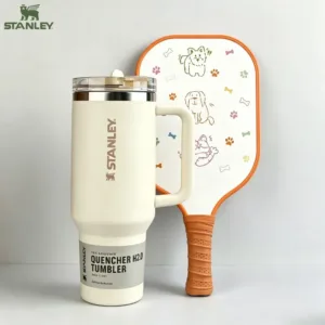 Stanley 40oz Cream White Quencher H2.0 Leakproof Thermal Water Bottle Wide Grip Handle Tumbler For Office Work Fitness Training
