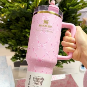 Stanley x LoveShackFancy 40oz Pink Ribbon Floral Tumbler Double Wall Vacuum Insulated Stainless Steel Cup Leakproof