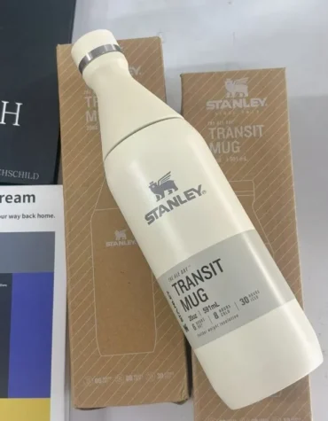 STANLEY Matte Black Wine Bottle Shaped 20oz, Stainless Steel Vacuum Flask, Leakproof Sealed Lid, Cold Heat Retention