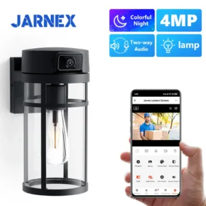 Jarnex Outdoor Porch Light Camera 2K PTZ WiFi Security Camera AI Human Detection Yard Light 4MP Two Way Audio PTZ Garden Lamp
