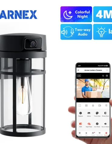 Jarnex Outdoor Porch Light Camera 2K PTZ WiFi Security Camera AI Human Detection Yard Light 4MP Two Way Audio PTZ Garden Lamp