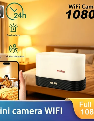 4K HD Mini WiFi Camera 1080P HD Mist Humidifier Camera Motion Detection Home Security Monitor Remote View Video Recorder DVR Cam