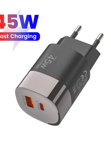 Dual Ports USB Type C Charger Fast Charging 45W QC PD 3.0 Travel Wall Charger Adpater Fast USB Chargers For Phone EU US UK Plug