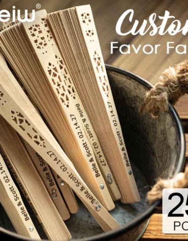 Custom Wedding Fans-Hand Fan For Bridal Shower Beach And Summer Wedding Favors-Personalized Rustic And Elegant Wooden Fan