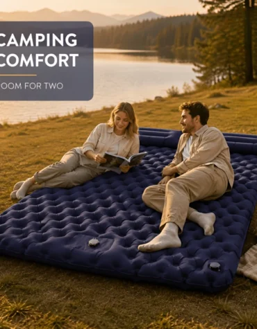 Camping Sleeping Pad- Built-In Pump Air Mattress With Nylon Cover- Foldable Rectangular Sleeping Pad For Hiking, Backpacking