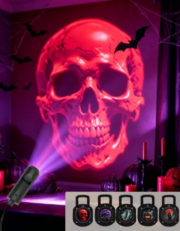 Halloween USB LED Projection Lamp,3/6pcs Patterns Light Ghost,bat,Spider,Skeleton,Halloween Atmosphere Light Festive Decoration