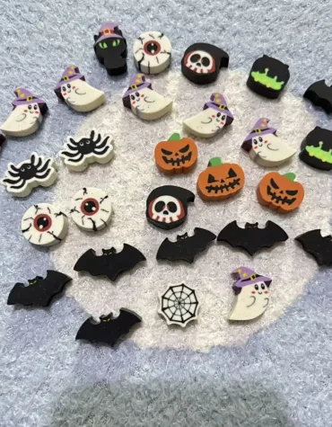 30pcs Halloween Shape Eraser Random Pumpkin Ghost Skull Spider Eraser Student Classroom Reward Party Small Gift