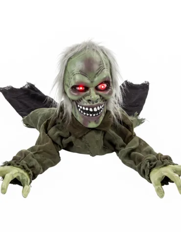 HOMCOM Animatronic Crawling Zombie with Light-Up Eyes and Creepy Sound