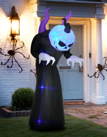 Outsunny 7' Inflatable Halloween Ghost with Horns Lighted Outdoor Decoration