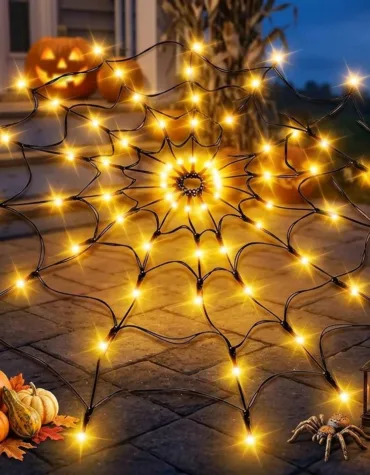 Halloween LED String Light Spider Web Ghost Festival Atmosphere Light for Haunted House Party Decoration Colorful Lighting