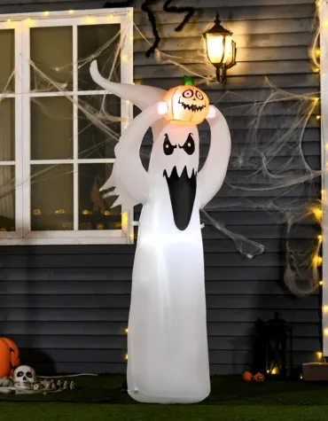 HOMCOM LED Floating Ghost Pumpkin Halloween Decoration Mains Powered Vivid 6FT
