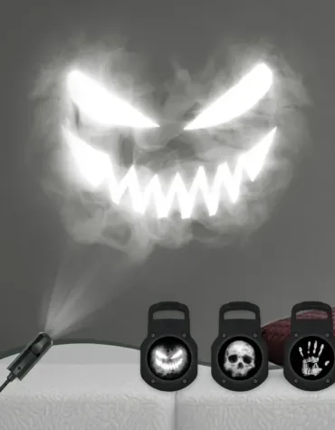 Halloween Projector Light 6 Patterns Mini LED Spooky Projection Lamp Bat Skull Ghost Spider Atmosphere Light Home Party Decor