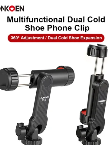Ronkoen TZ-18 For Samsung iPhone Xiaomi Cellphone Universal 360° Mobile Phone Clip Holder for 1/4 Screw Tripod Mount Adapter