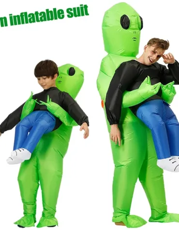 Halloween Alien Inflatable Suit Alien Costume for Kids Monster Inflatable Costume Scary Green Alien Cosplay Costume for Party